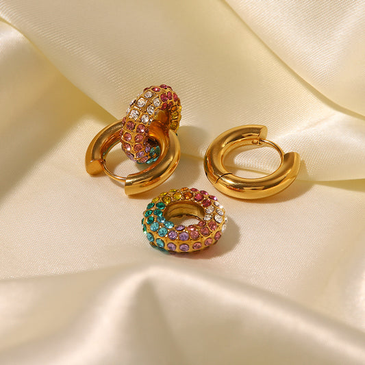 Colorful Diamond Huggie Earrings